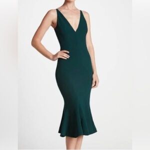 Dress the Population Isabelle Crepe Pine Green Mermaid Midi Dress, Size Medium